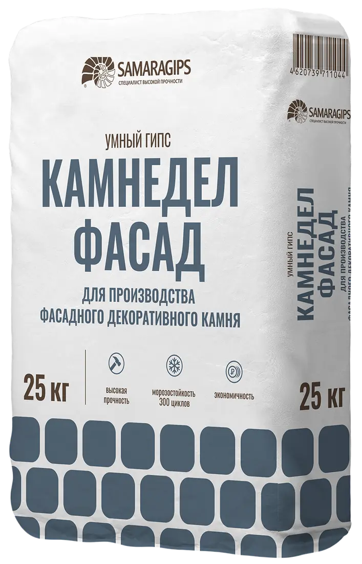 Умный гипс Камнедел Фасадный для декоративного камня - купить в Новосибирске, мешок 25 кг, цена 850 руб